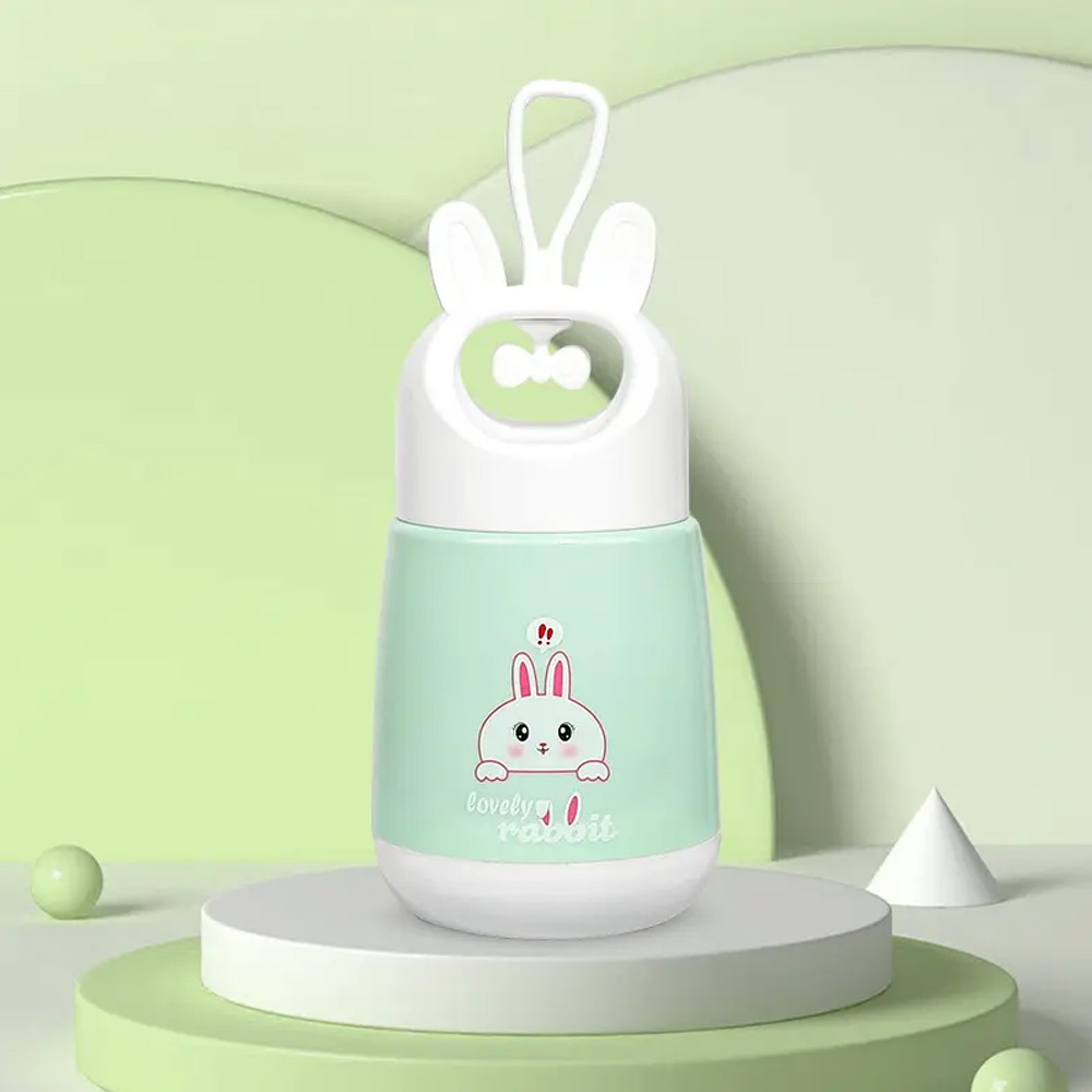 Botol Minum Kaca Lovely Rabbit Kelinci Tutup Mudah Di Pegang Ada Gantungan 380ml BPA Free - BMK005