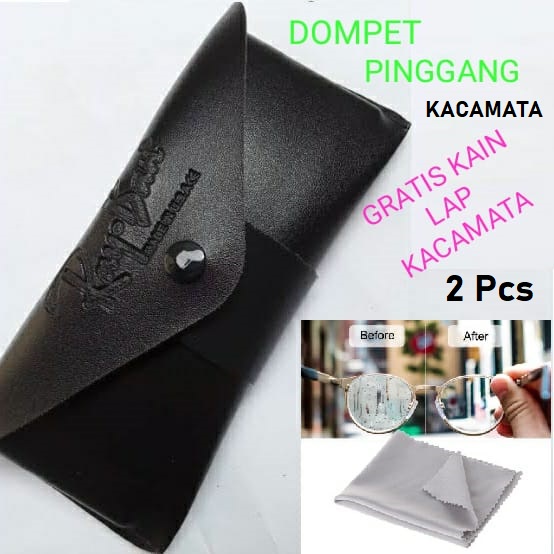 DIJAMIN &amp; PUASS- Dompet Pinggang tempat Kacamata Gratis 2 Pcs Kain Lap Kacamata/ Flanel /dompet kacamata gaya pria/Kotak /Dompet / sarung tempat kaca mata selip ikat pinggang hitam / box kotak murah bisa untuk saat naik sepeda motor dan mobil