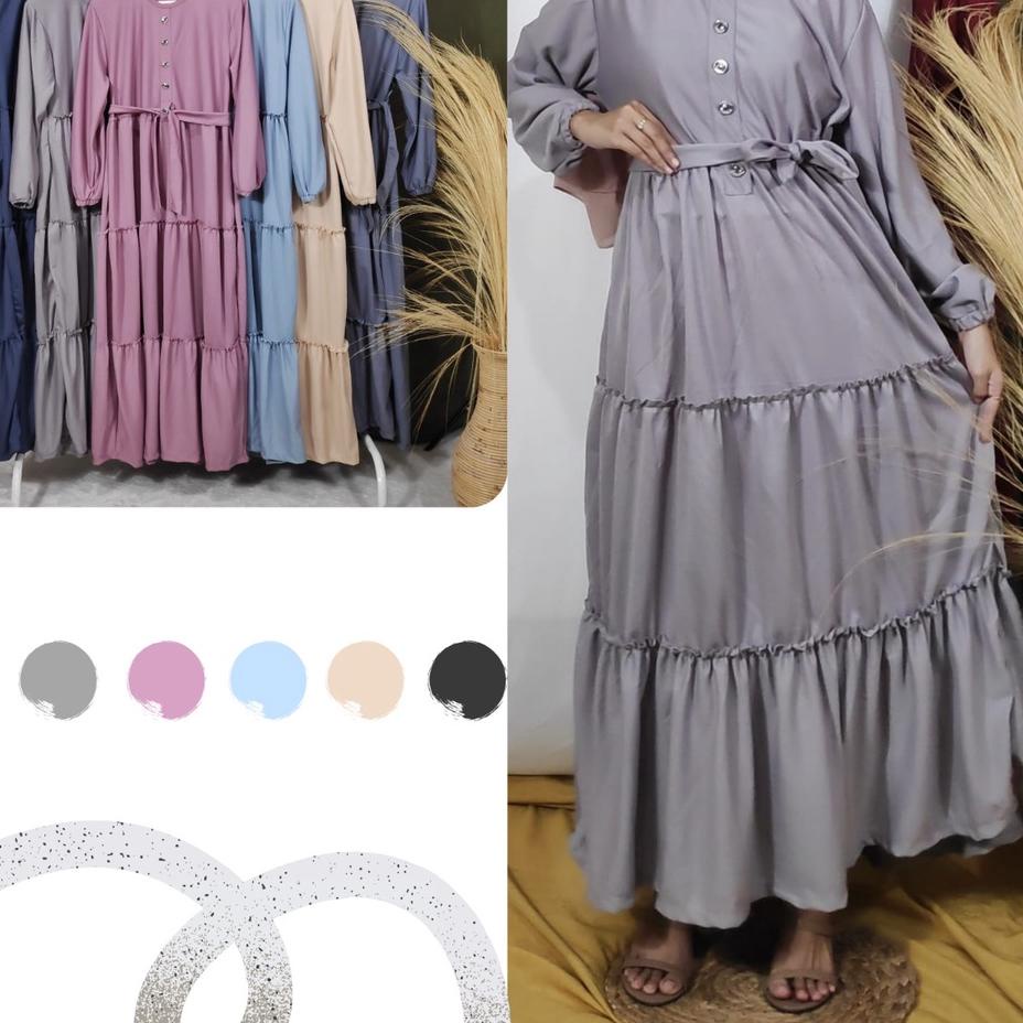 ▲ Gamis Rumbai Lengan Panjang Zhera Fit  L-XL Lingkar Dada 104cm Panjang 130cm ♦