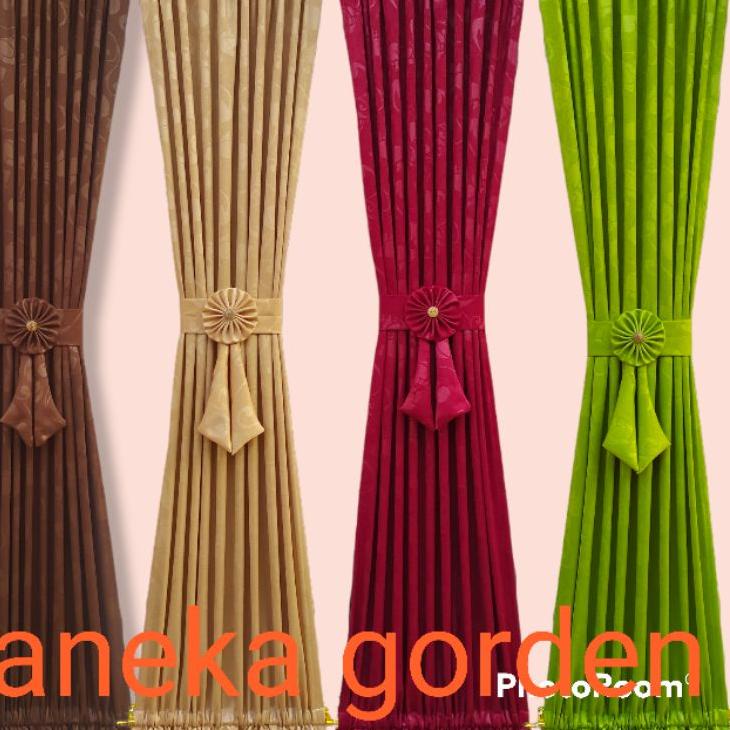 Trendy Gorden ikat pita tengah gorden kupu-kupu bahan polos tebal