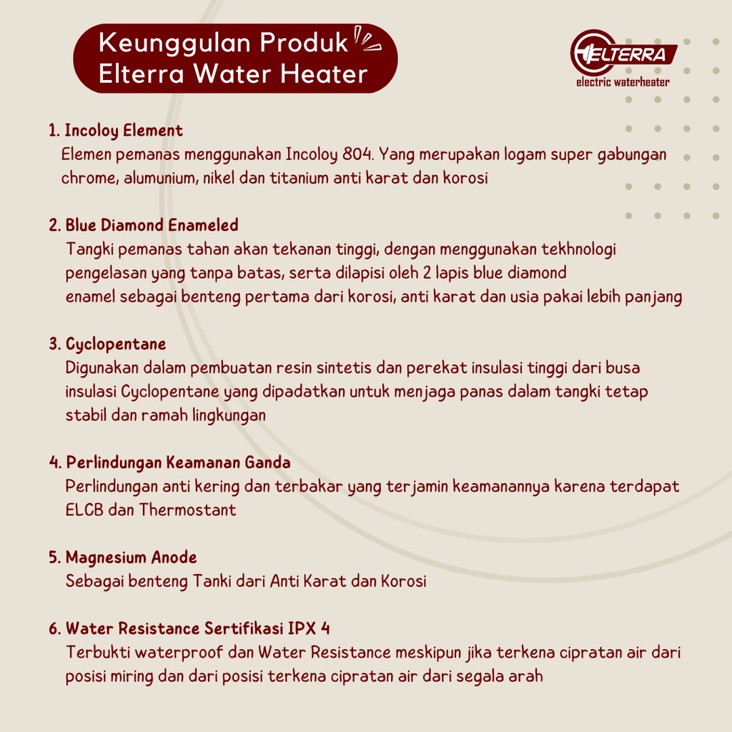 Handal Water Heater electric Elterra 10L ET - Pemanas air listrik untuk kamar mandi termurah