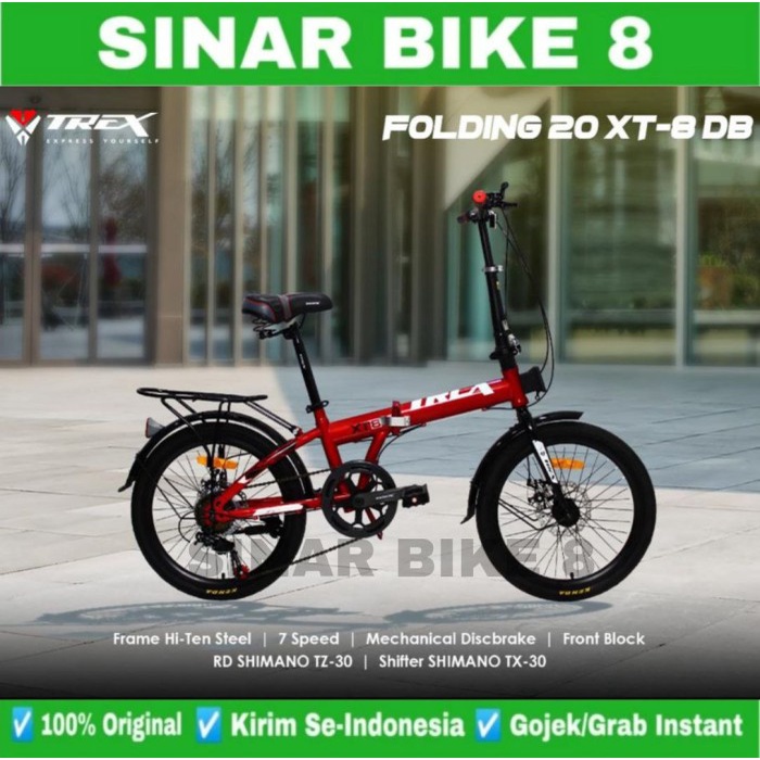 Sepeda Lipat TREX XT-8 DB 7 Speed Folding Bike Ukuran 16 &amp; 20 inch