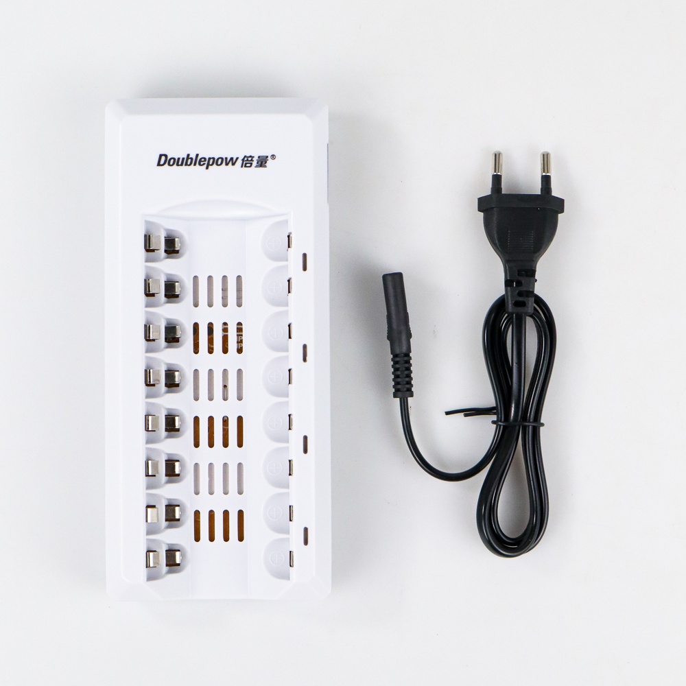 DOUBLEPOW Paket Charger Casan + 8 Baterai Rechargeable AAA AA MURAH