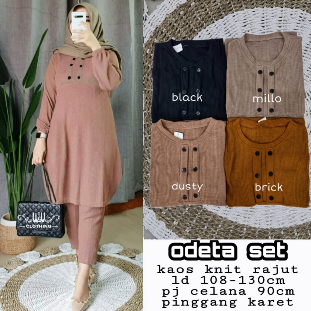 ODETA set | ld 108-130 | kaos knit rajut | by W&W Clothing | setelan wanita fashion muslim setcel tu