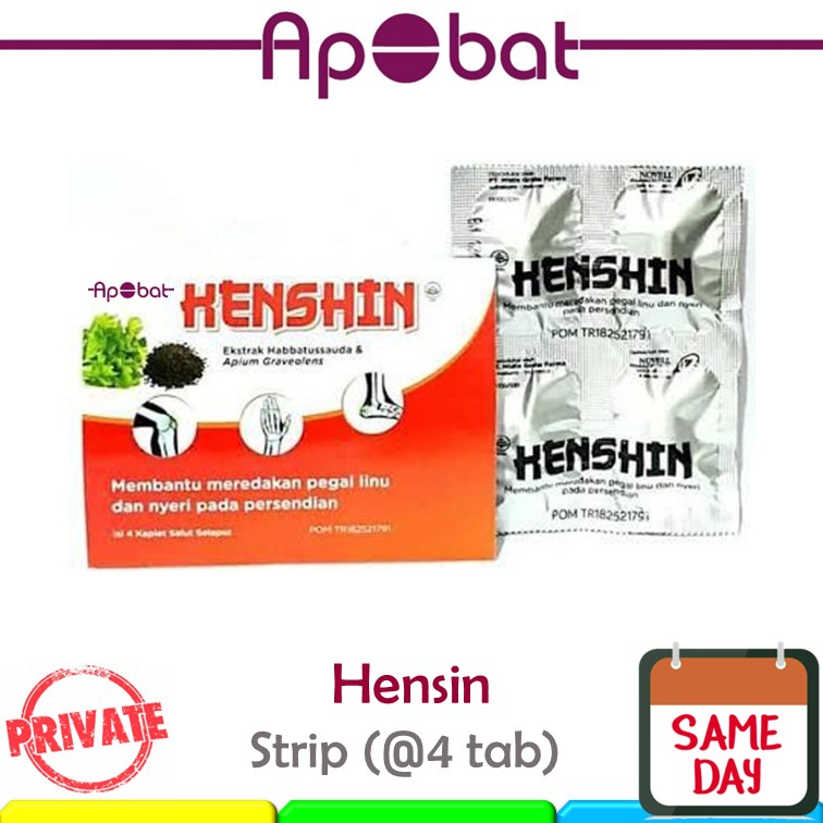 - ApObat - HENSHIN STRIP isi 4 Tablet Obat Nyeri Sendi Tulang Pegel Linu Herbal Hen Shin Kenshin Hen