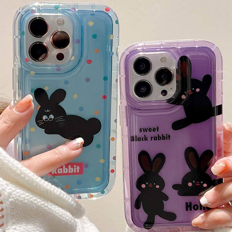 IPHONE Casing Ponsel Lembut Transparan Kompatibel Untuk Iphone14 13 11 12 Pro XS Max X Xr7 +8 Plus Kelinci Lucu Casing TPU Silikon Shockproof Cover