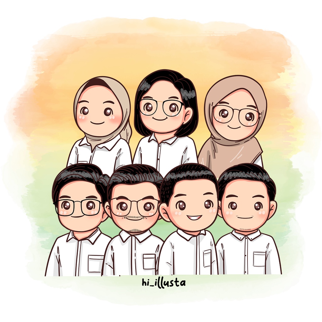 ilustrasi digital  TIPE CHIBI / ilustrasi wajah / ilustrasi murah/ kartun wajah / vektor / edit foto murah/ jasa edit