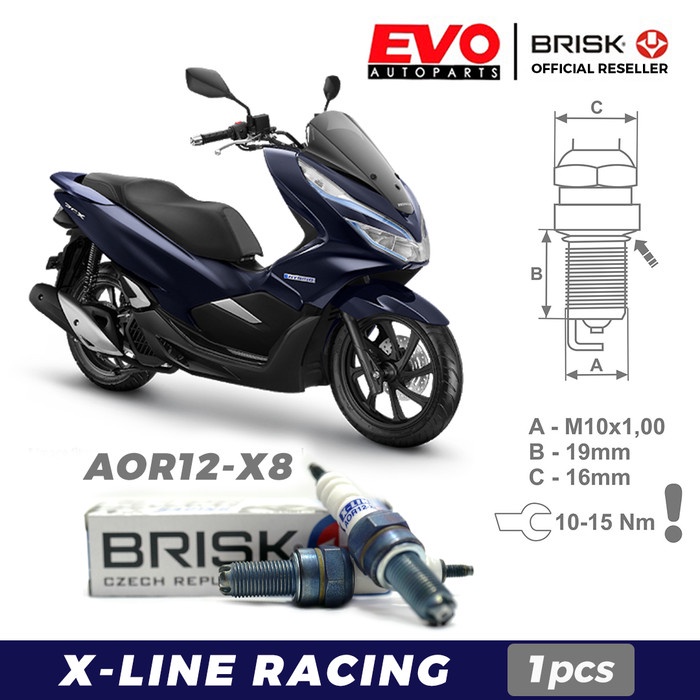 Busi Busi Motor Brisk X-Line Aor12-X8 Buat Piagio, Pcx