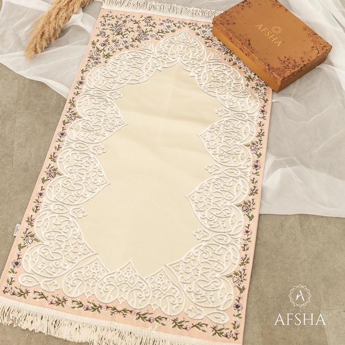 Sajadah Zayna Floral Prayer Mat Sajadah Premium Rug Afsha With Box Hampers