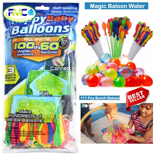 Balon Air Perang Mainan Anak Seru Latex Water Ballon Magic Bunch Baloon Praktis Murah Aman