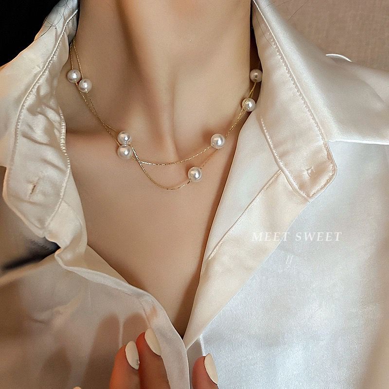 Senada Victory Kalung Chain Layers Mutiara Aksesoris Fashion Wanita SK101
