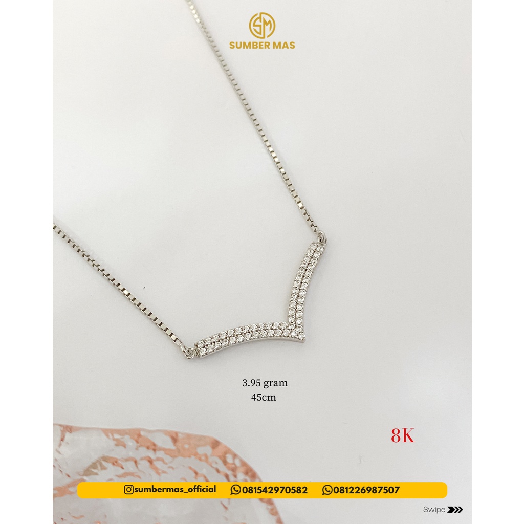 AUREL WHITE GOLD NECKLACE 8K - SUMBER MAS