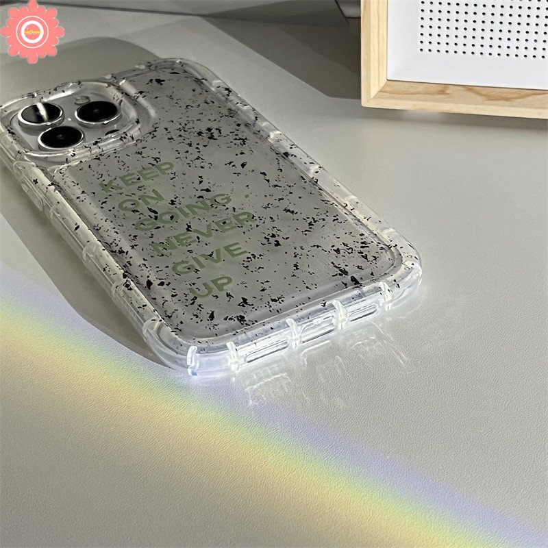 IPHONE Casing Airbag Shockproof Kompatibel Untuk Iphone11 14 13 12 Pro MAX XR 6 6S 78 Plus X XS MAX Transparan Bening Motif Tinta Bintik Seni Sederhana Surat Soft Case