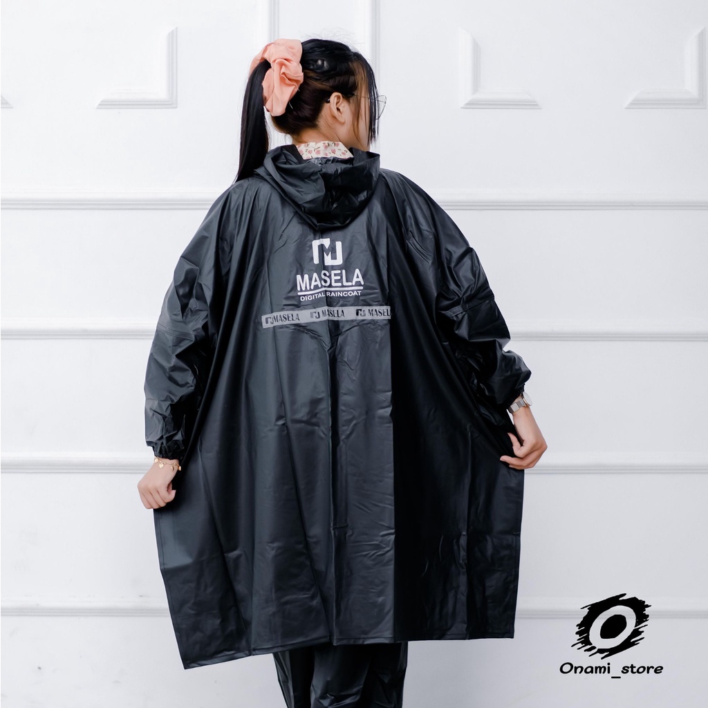 Jas Hujan Ponco Kelelawar Lengan Celana merk Masela Anti Rembes Fullpress , Mantel Baju Celana Setelan Pria Wanita Dewasa Best Quality Raincoat