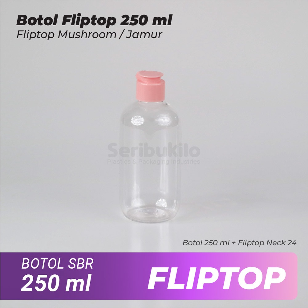 Botol Fliptop SBR 250 ml/Botol PET 250 ml Fliptop Mushroom/Jamur SBR