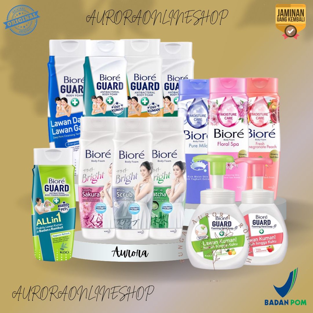 Biore Body Wash Bottle | Biore Body Foam | Biore Sabun Botol | Biore Bright | Biore Guard