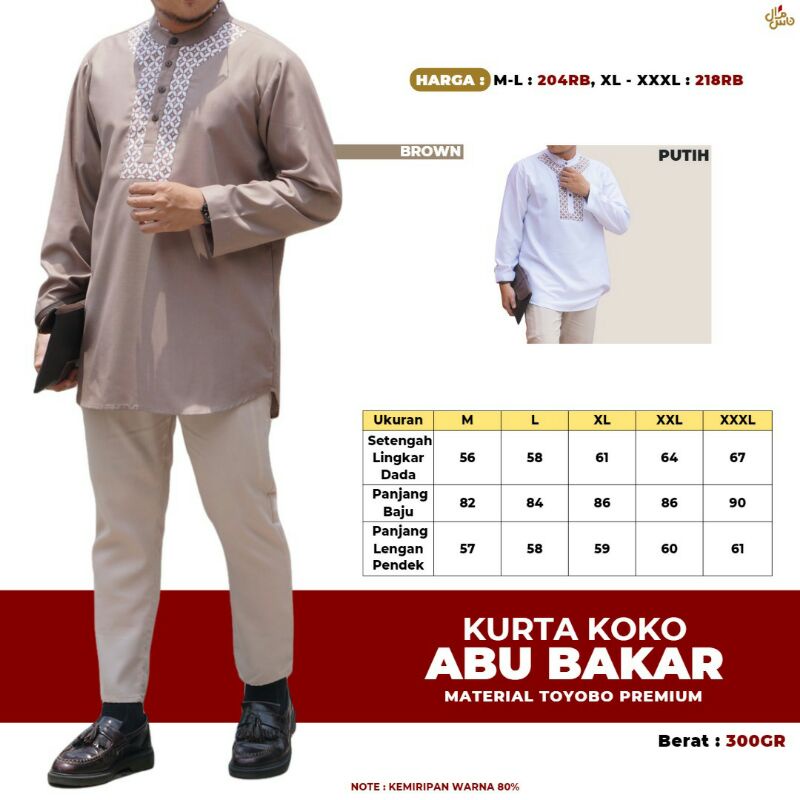 BAJU KOKO KURTA ABU BAKAR DEWASA PREMIUM BERKUALITAS ORIGINAL