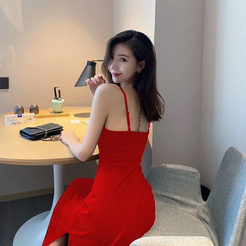 DF DR358 Baju Long Dress V Neck Wanita Shoulder Korean Fashion