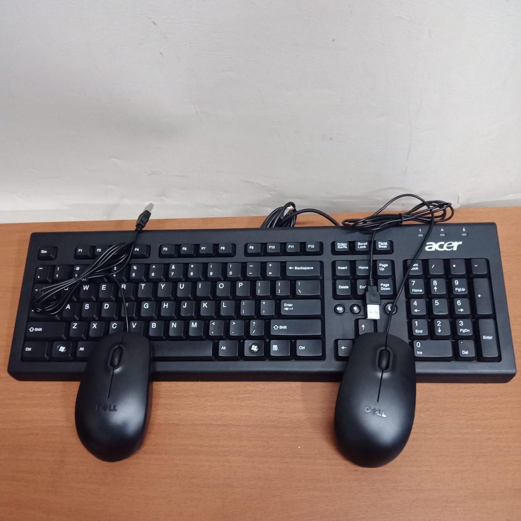 PAKET KEYBOARD + MOUSE ACER SLIM USB KABEL ORIGINAL BUILD UP LIKE NEW- MOUSE