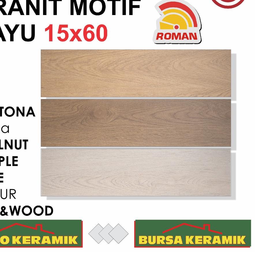 ☇ Granit Motif Kayu 15x60 dTECTONA SERIES -ROMAN- Matt&amp;Wood ☼