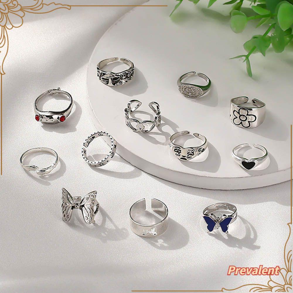 Preva Kupu-Kupu Cincin Set Lucu Ins Gaya BFF Perhiasan Fashion Bohemian Handmade Terbuka Rings