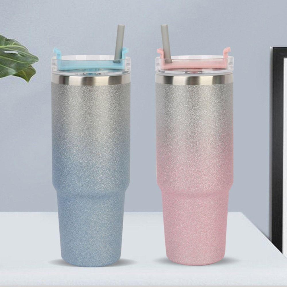 Solighter Botol Air Minum Portable Double Layer Straw Lid Insulated Cup