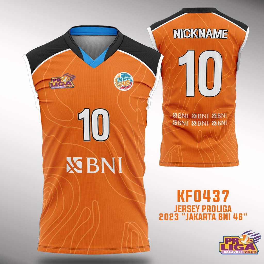 Kaos Jersey Proliga 2023 Jakarta BNI 46 Bola Voli Fullprint KF0437