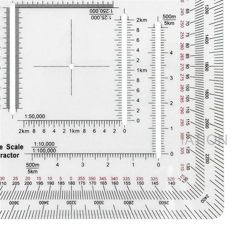 MXBEAUTY Busur Derajat Navigasi Darat Untuk Camping Topographical Square Ruler MP-5 Map Protractor