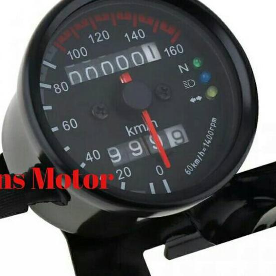 Speedometer Motor Universal Bulat Hitam/ Spidometer Motor Bulat Hitam