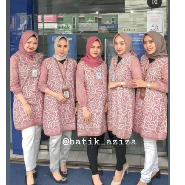 ㍻ atasan batik wanita tunik batik lengan balon busui tunik godongan by batik aziza ㍻