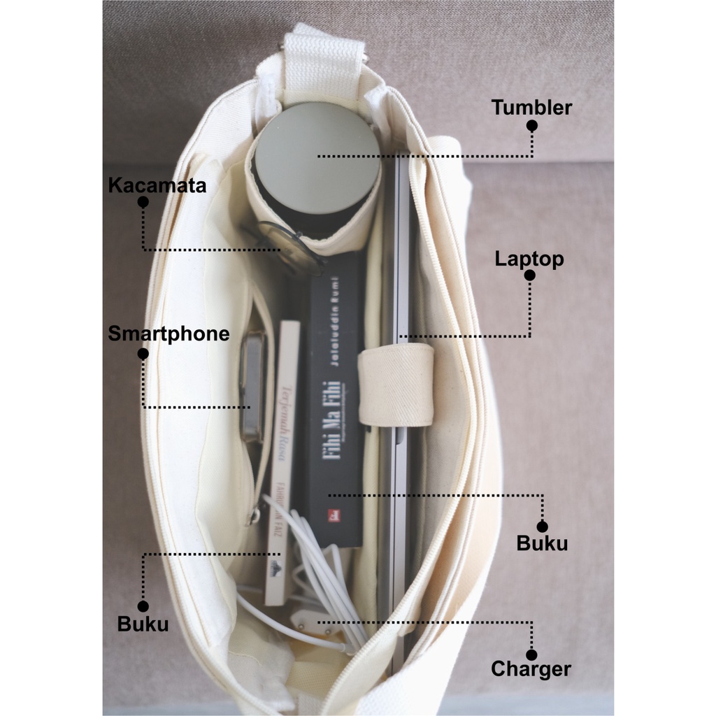 Slingbag RUBBY kanvas muat laptop