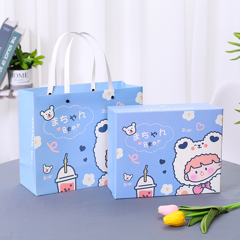 Paper Bag PREMIUM / Paper Bag Cute Biru / Pink (HANYA PAPER BAG SAJA )