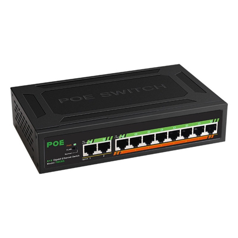 Zzz 8port Gigabit PoE Switch+2-Uplinks Performa Transmisi Data Yang Sangat Baik