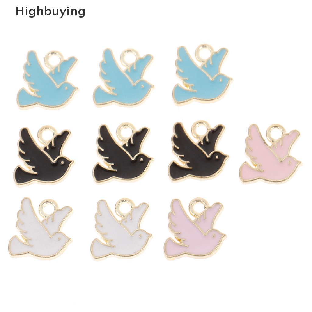 Hbid 10pcs 10 * 10mm Liontin Metal Peace Dove Untuk Aksesoris Membuat Perhiasan DIY Glory