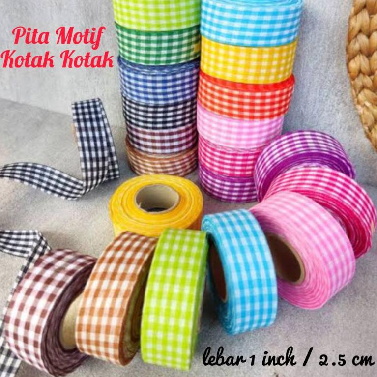 

G97 Pita Kotak Kotak lebar 1 inch (2.5 cm) panjang 20 yard PALING DICARI ゐ