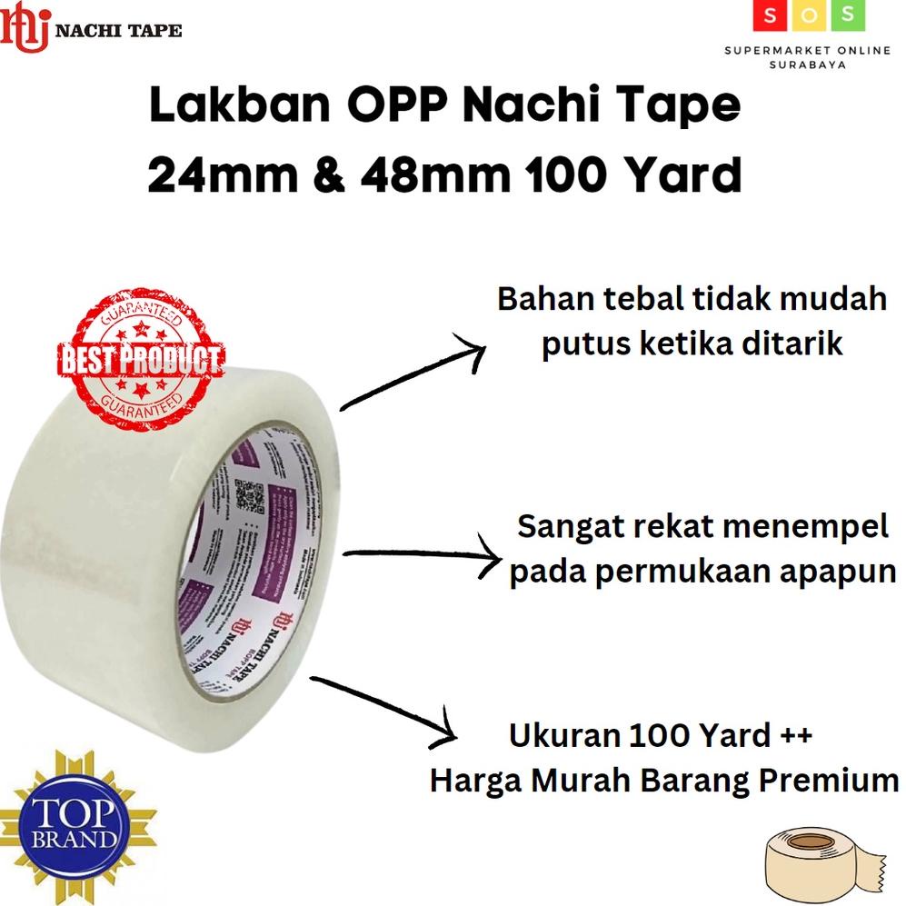 

E90 Lakban Bening OPP Nachi Tape 24 48 mm 100Yard Lakban Packing Premium BIG DISKON ↿