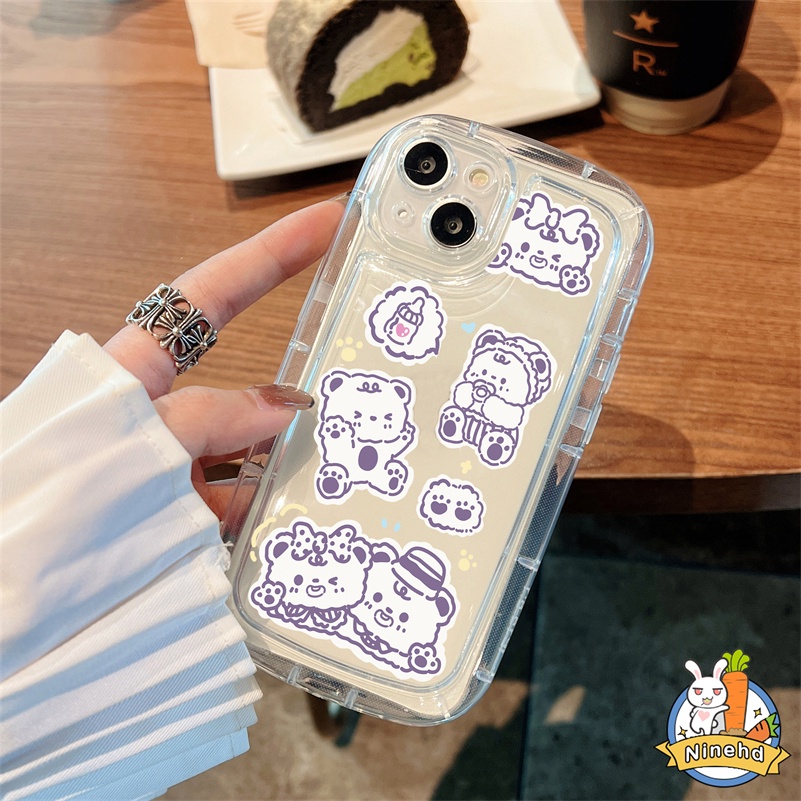 IPHONE Casing Kompatibel Untuk Iphone14 13 12 11 Pro Max X Xr Xs Max8 7 6 6s Plus SE Stiker Kartun Lucu Bening Kristal Airbag Ponsel Case Bumper Silikon Shockproof Lembut TPU Penutup Belakang