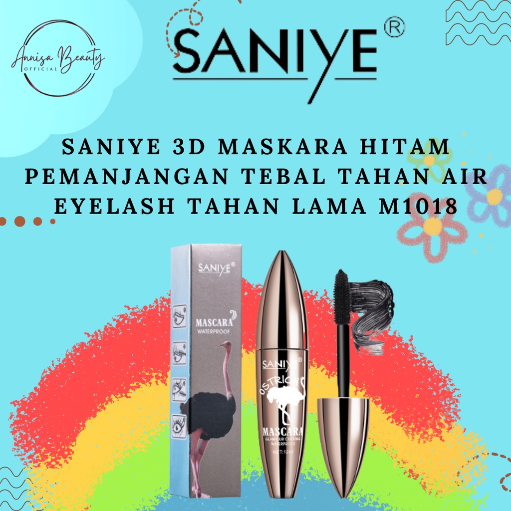 [100%ORIGINAL] SANIYE 3D Maskara Hitam Pemanjangan Tebal Tahan Air Eyelash Tahan Lama M1018