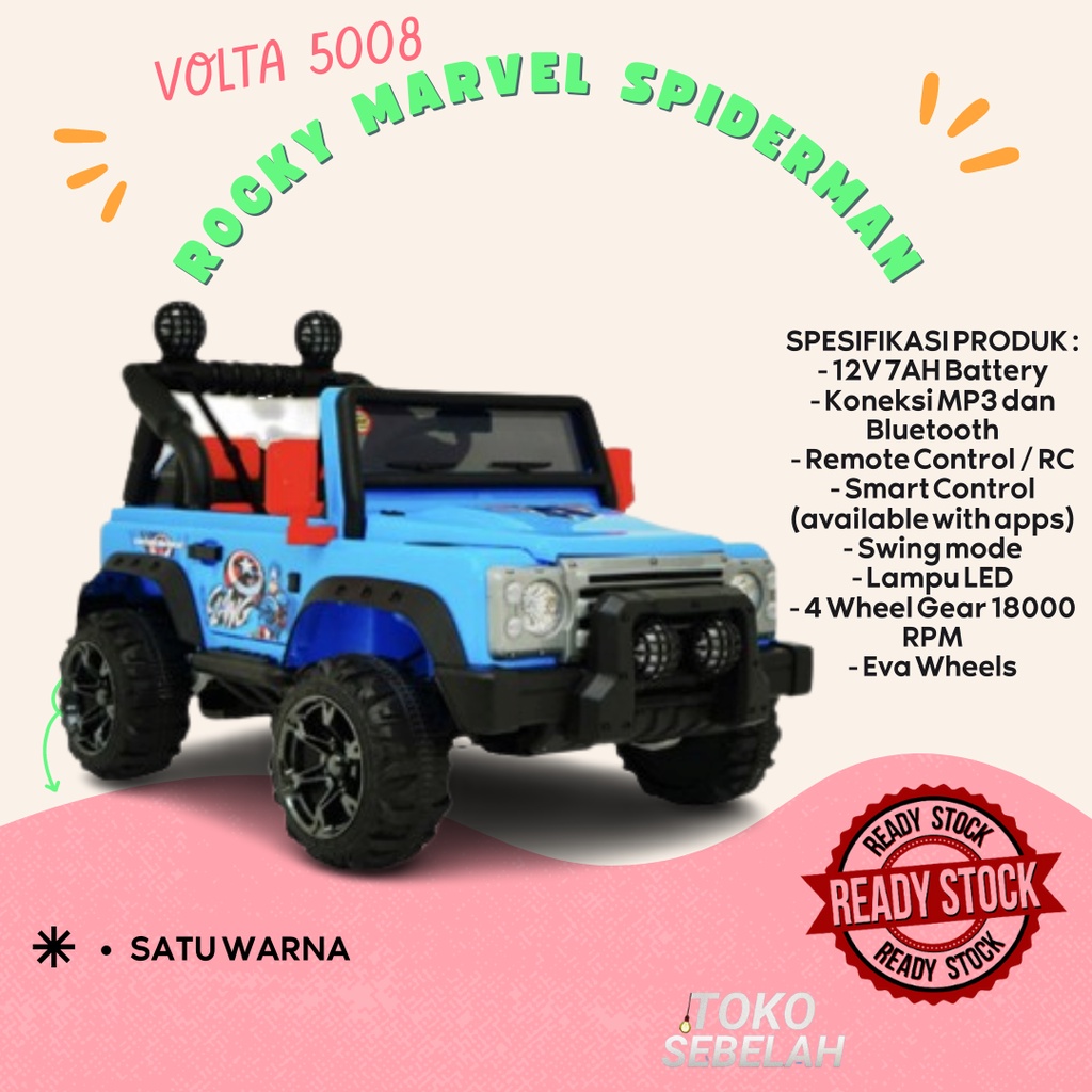 Mainan mainan anak mobil aki VOLTA ROCKY 5008 MARVEL SPIDERMAN