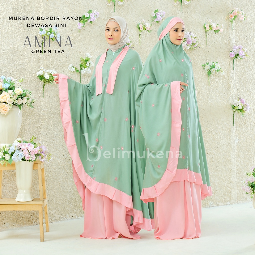 Mukena Rayon Dewasa 3in1 Bordir Amina