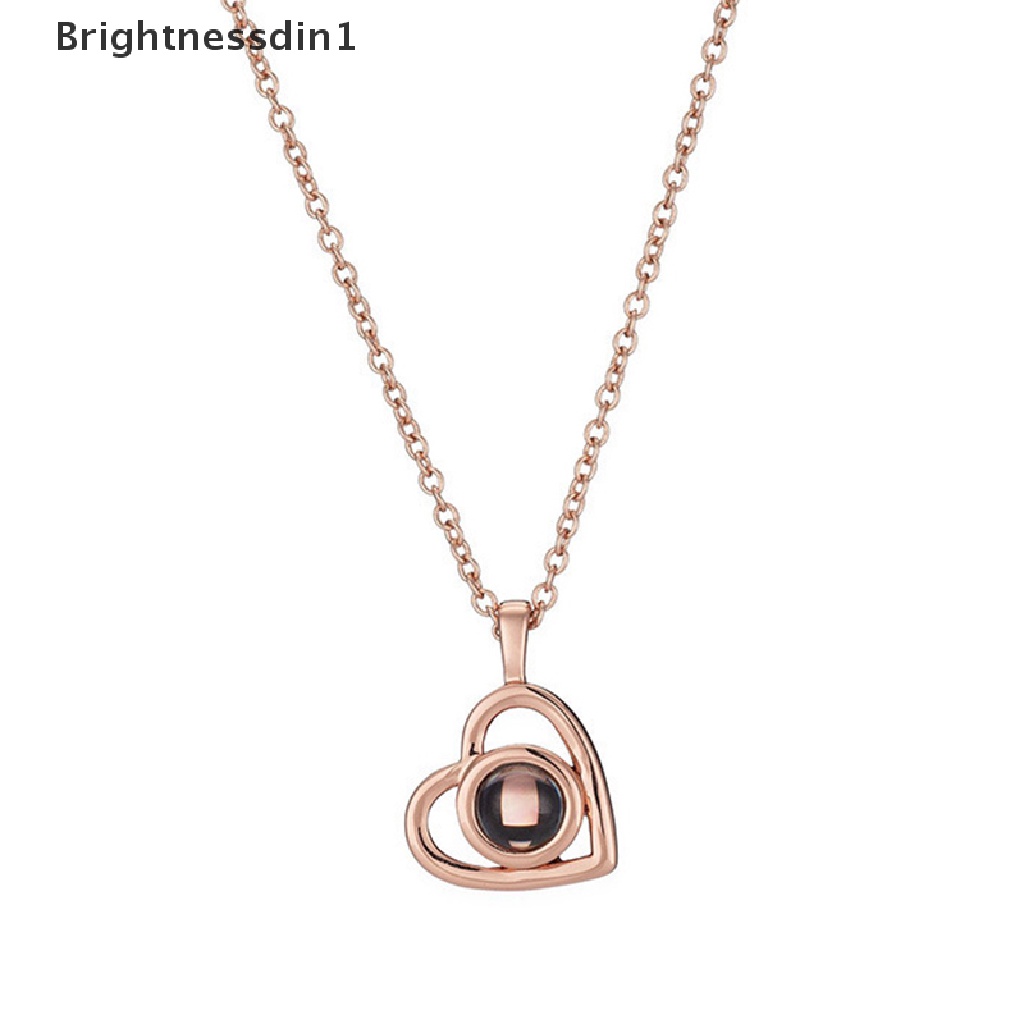 [Brightnessdin1] I LOVE YOU In 100bahasa Proyeksi Kalung Untuk Memori Cinta Choker Collier Bulat Hadiah Butik