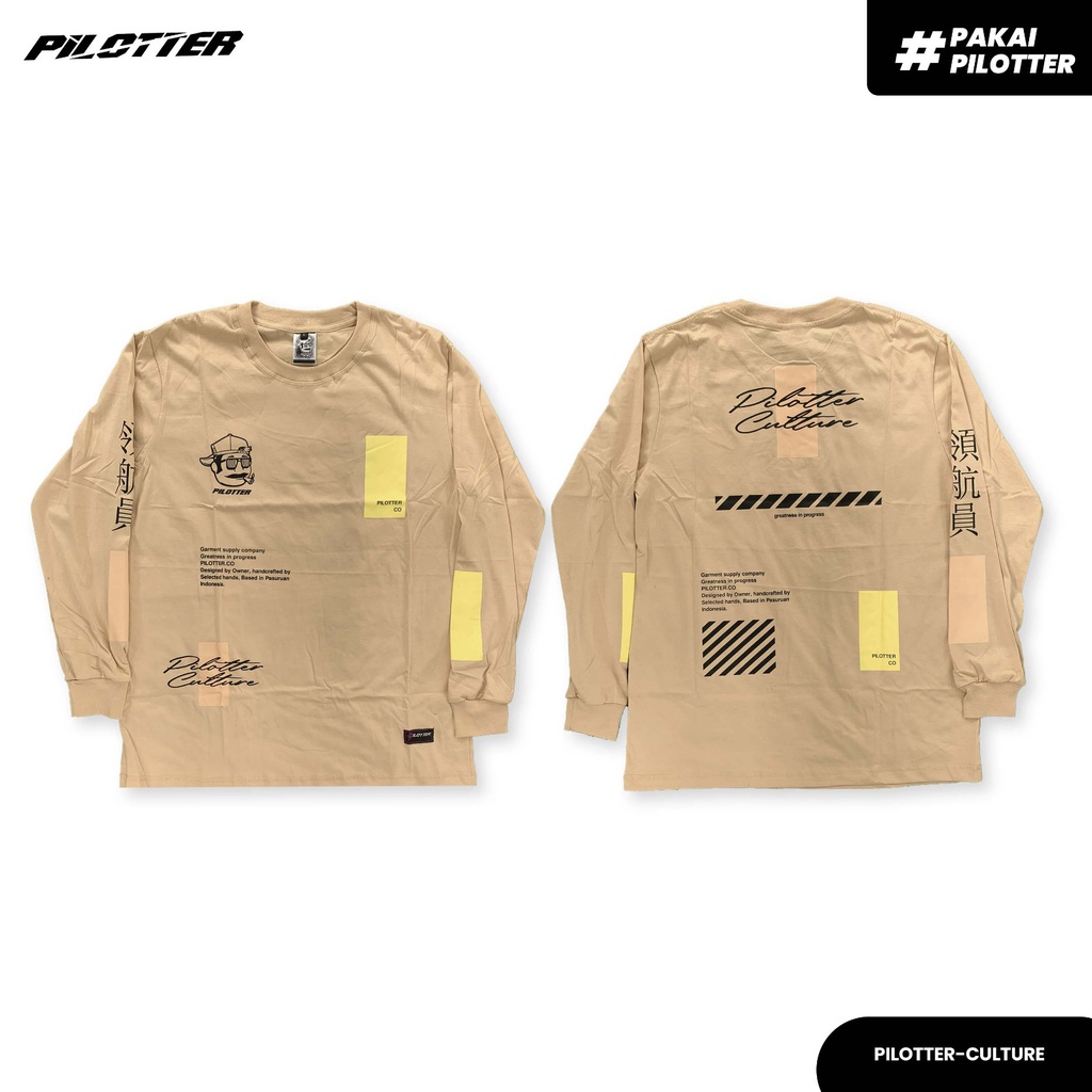 Pilotter Kaos Culture Cream Lengan Panjang Original Free Sticker