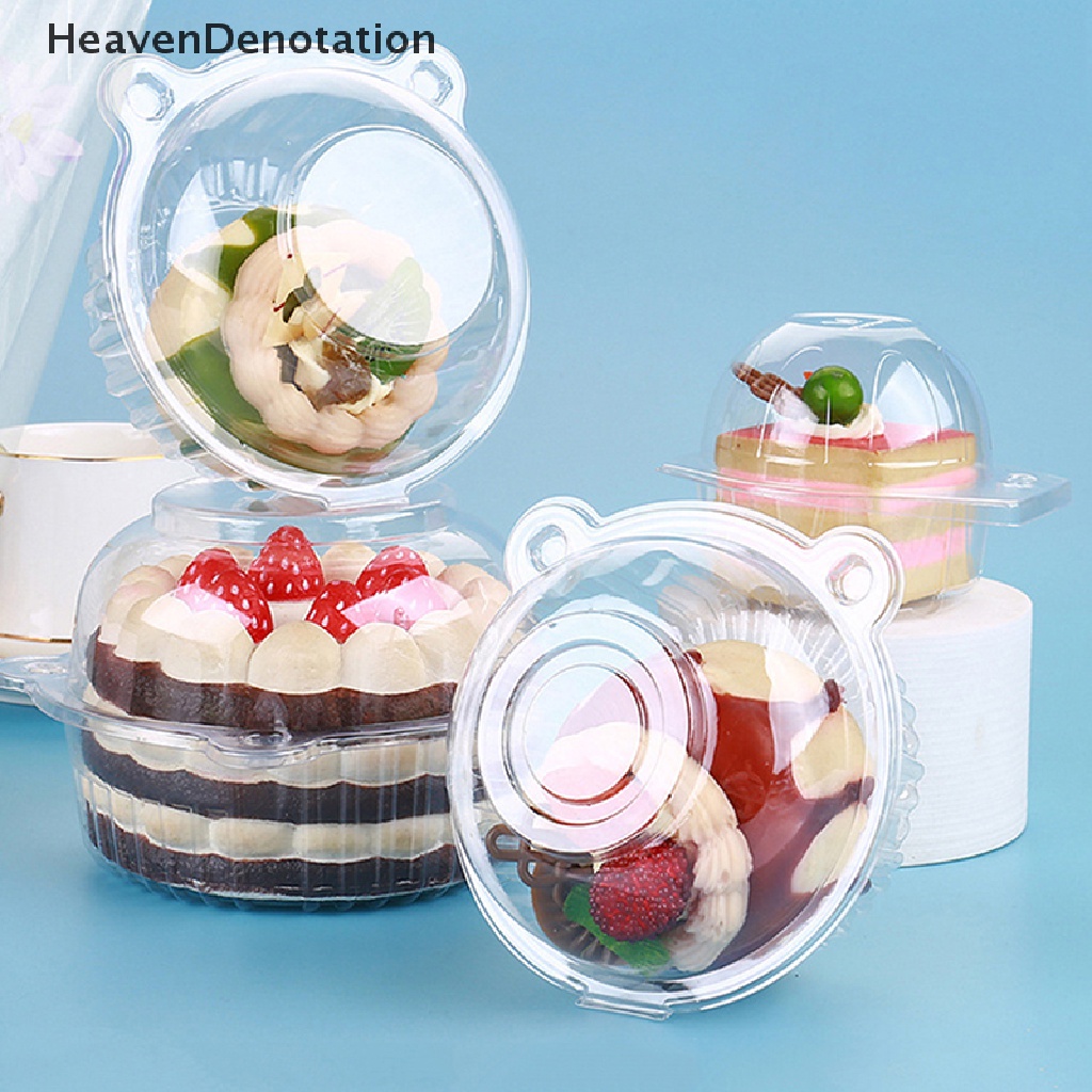 [HeavenDenotation] 10pcs Cupcake Holder Kepala Kucing Bulat Lucu Wadah Muffin Dome Plastik Bening HDV