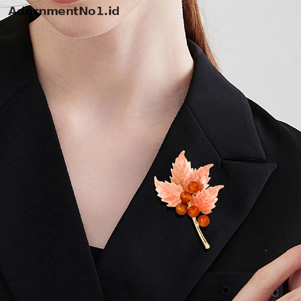 [AdornmentNo1] Bros Daun Maple Mutiara Vintage Untuk Wanita Overcoat Jewelry Pin Aksesoris Pesta [ID]