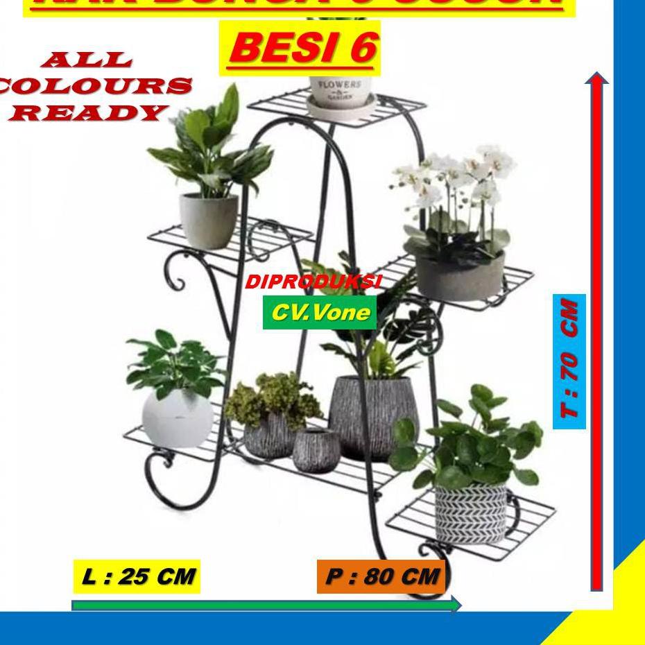 ♧ Rak Bunga Besi Susun 3 Minimalis Tanaman Hias Aglonema  Bertingkat 6 Dudukan Kotak Bulat Bahan Bet