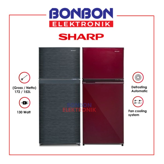 Sharp Kulkas 2 Pintu SJ-195MD-SG/SR / SJ 195 MD SG SR