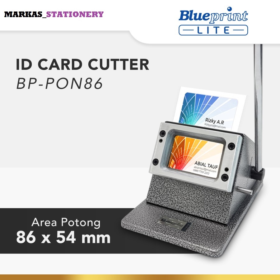 

Mesin Pon ID Card BLUEPRINT , Alat Potong Plong PVC ID Card 54 x 86 mm