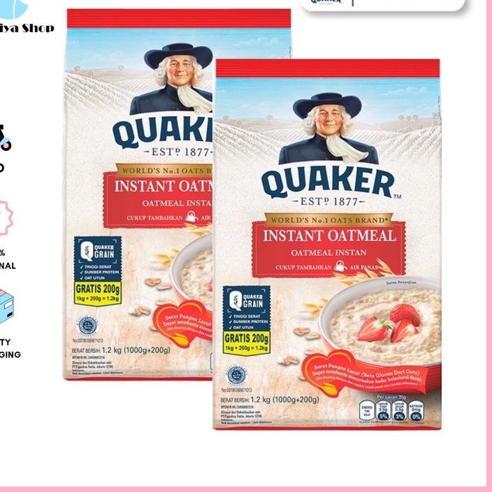 

☚ Quaker Instant Oatmeal 1200gr Merah 1.2 kg Exp 2024 ✦