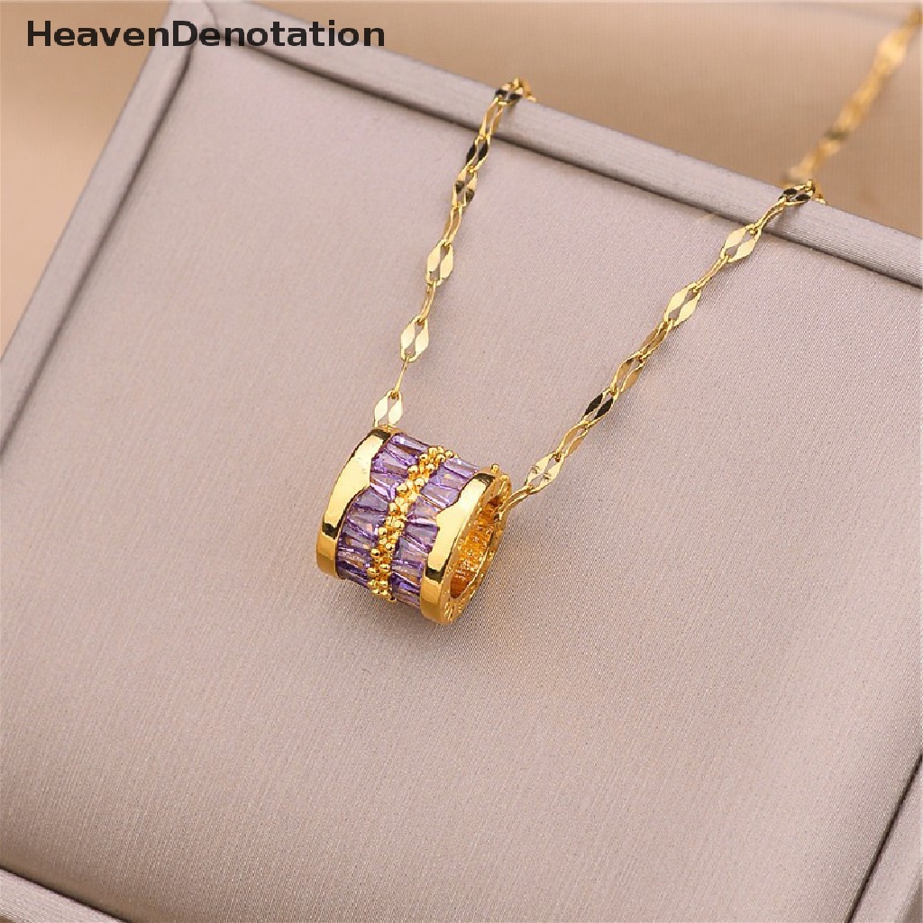 [HeavenDenotation] Fashion Lucu Beruntung Kristal Liontin Kalung Untuk Wanita Bulat Liontin Kalung Gaya Minimalis Perhiasan Pernikahan Klavikula Rantai Aksesoris HDV