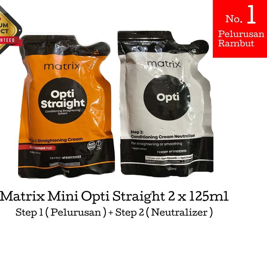➩ ☘️Yuri Kosmetik☘️ Matrix Mini Opti Straight Sachet 125ml x 2 ( Step 1 dan Step 2 ) / REBONDING / S
